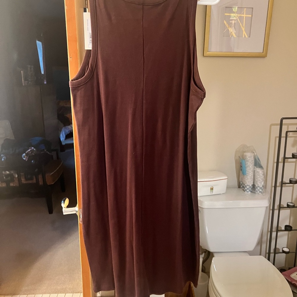A New Day Brown Ribbed Tank Dress NWT Sz. XL - Picture 2 of 3